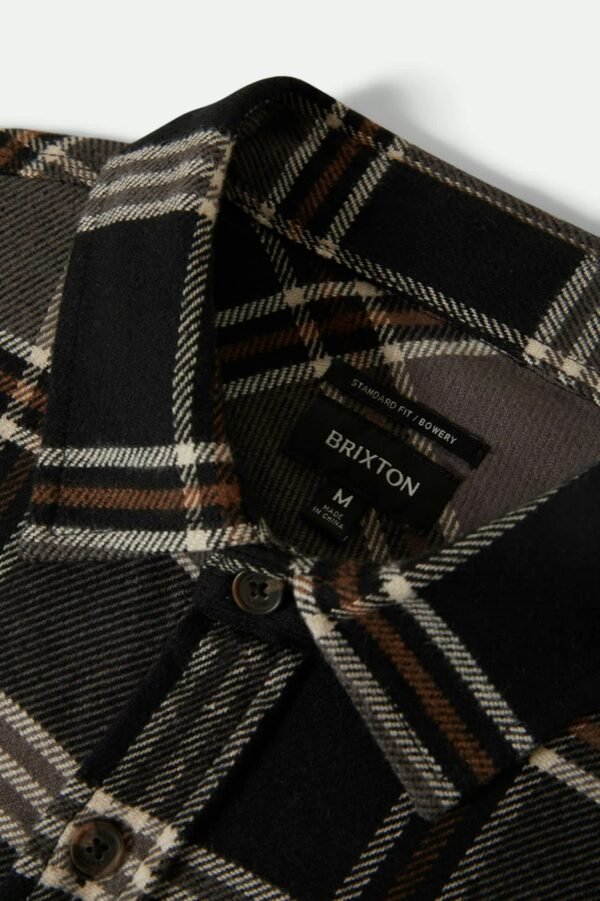 Brixton Bowery flannel shirt Black Charcoal Pinecone - Image 3