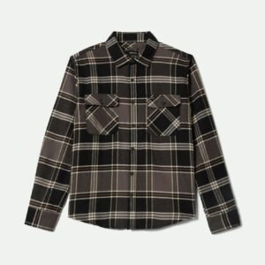 Brixton Bowery flannel shirt Black Charcoal Pinecone