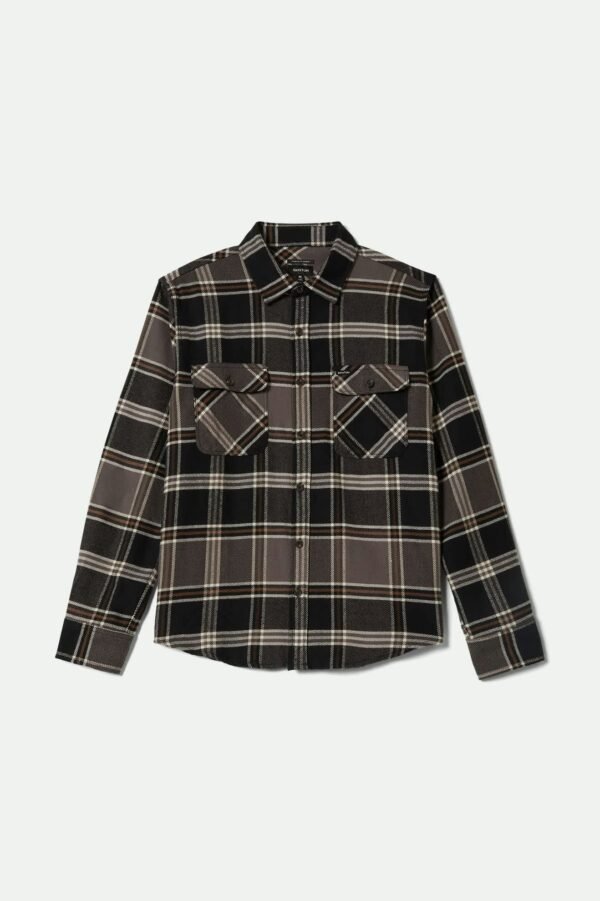 Brixton Bowery flannel shirt Black Charcoal Pinecone