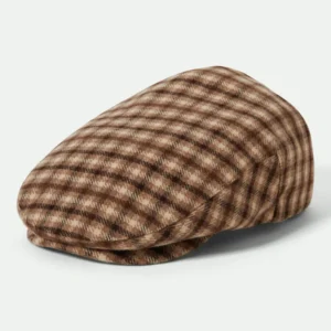 Brixton Hooligan flat cap sand brown plaid