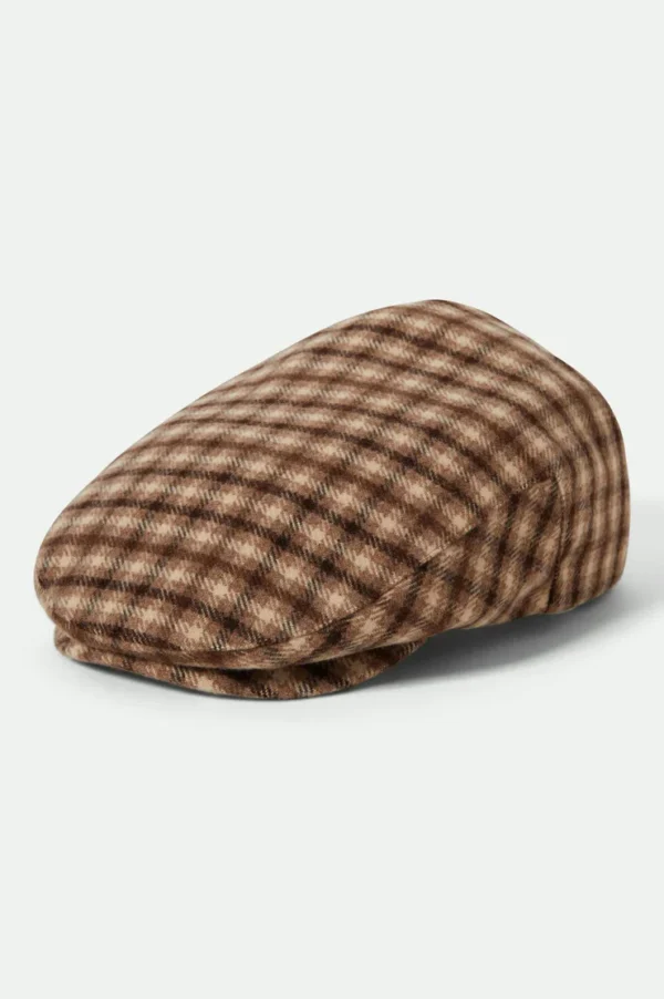 Brixton Hooligan flat cap sand brown plaid