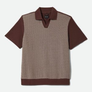 Brixton Theo Jacquard polo chocolate/off white