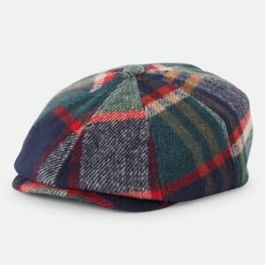 Brixton Brood Newsboy cap navy green red cream plaid