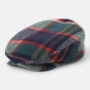 Brixton Unisex Hooligan flat cap navy green red cream plaid