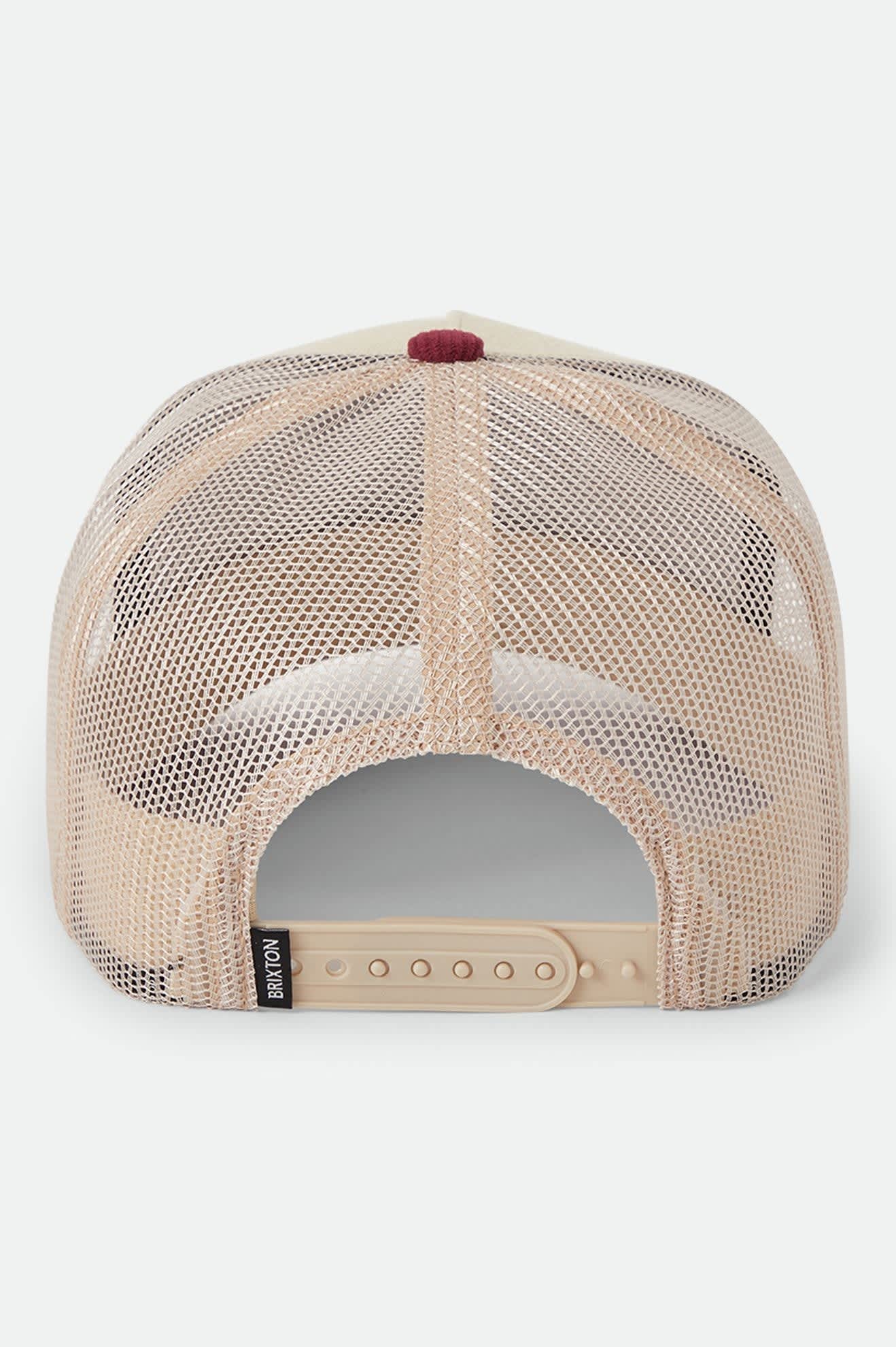 Brixton Hubal mid profile trucker cap oatmeal/dark brick corduroy - Image 2