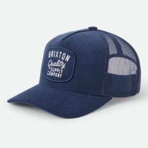 Brixton Hubal mid profile trucker cap Dark Navy corduroy