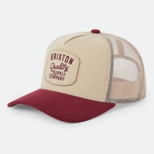 Brixton Hubal mid profile trucker cap oatmeal/dark brick corduroy