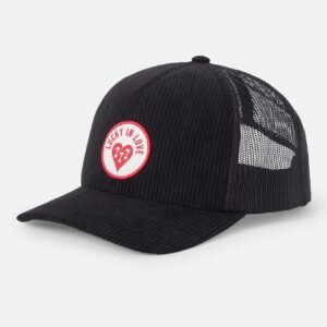 Brixton Lucky in Love trucker hat black corduroy