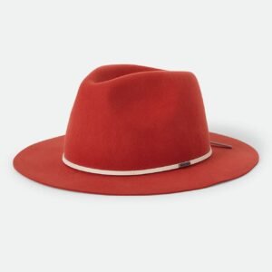 Brixton Wesley Fedora hat red earth wax paper